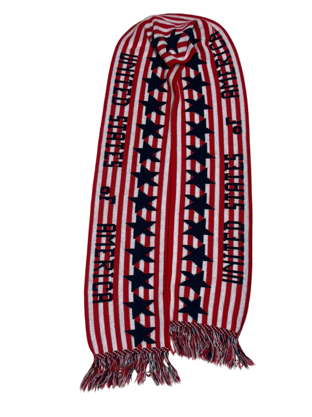 Knitmakers USA Vintage United States of America Knit Patriotic Stars Long Scarf